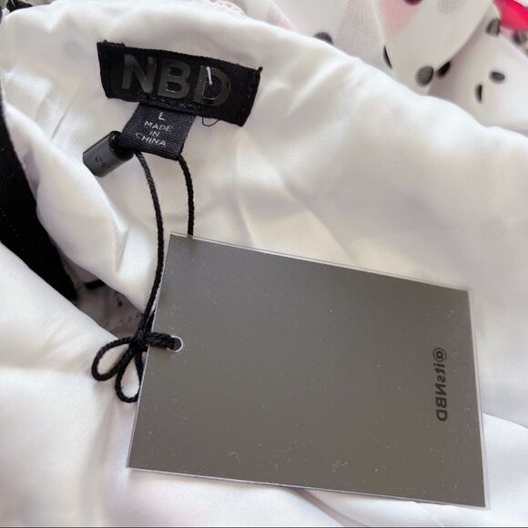 Nbd Black Red White Off Revolve Maraschino Romper/jumpsuit Cherry print size L - Picture 9 of 10